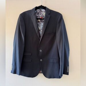 Paisley & Gray Men’s Black/Navy  Blazer with Butterfly Floral Lining NWOT